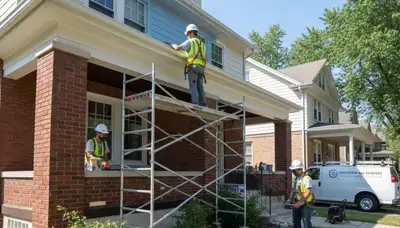 Painter preparing interior walls for a professional painting job in Oak Park, IL