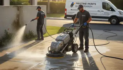 Concrete pressure cleaning in Oak Park, IL for driveways and patios with grime and salt buildup removal