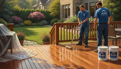 Deck sealing service in Oak Park, IL protecting wooden decks from moisture and weather damage