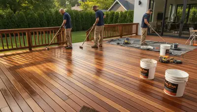 Deck staining in Oak Park, IL by Oak Park Paint Pros for wood deck protection and lasting curb appeal
