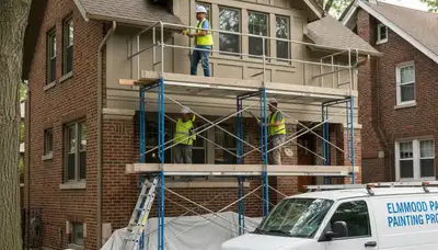 Painter completing residential painting project in Oak Park, IL for Oak Park Painters IL