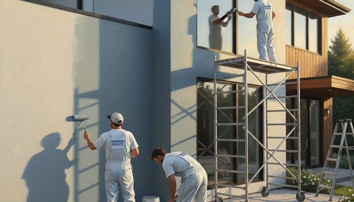 Oak Park, IL house painters applying durable exterior paint to a home for curb appeal