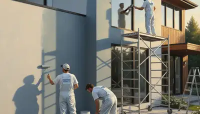 Oak Park, IL house painters applying durable exterior paint to a home for curb appeal