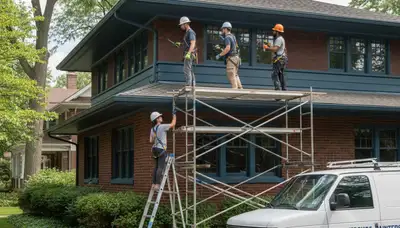 Painter applying fresh interior paint in Oak Park, IL for a professional home improvement project