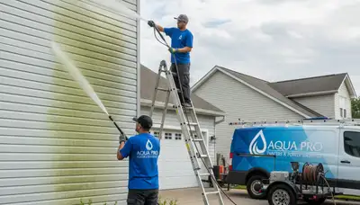 Vinyl siding pressure cleaning in Oak Park, IL to remove dirt, algae, and weather buildup